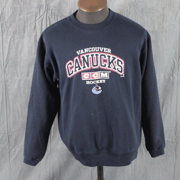 Vancouver Cancuks Sweater (VTG) - Block Logo by CCM - Men's Medium - Picture 1 of 9